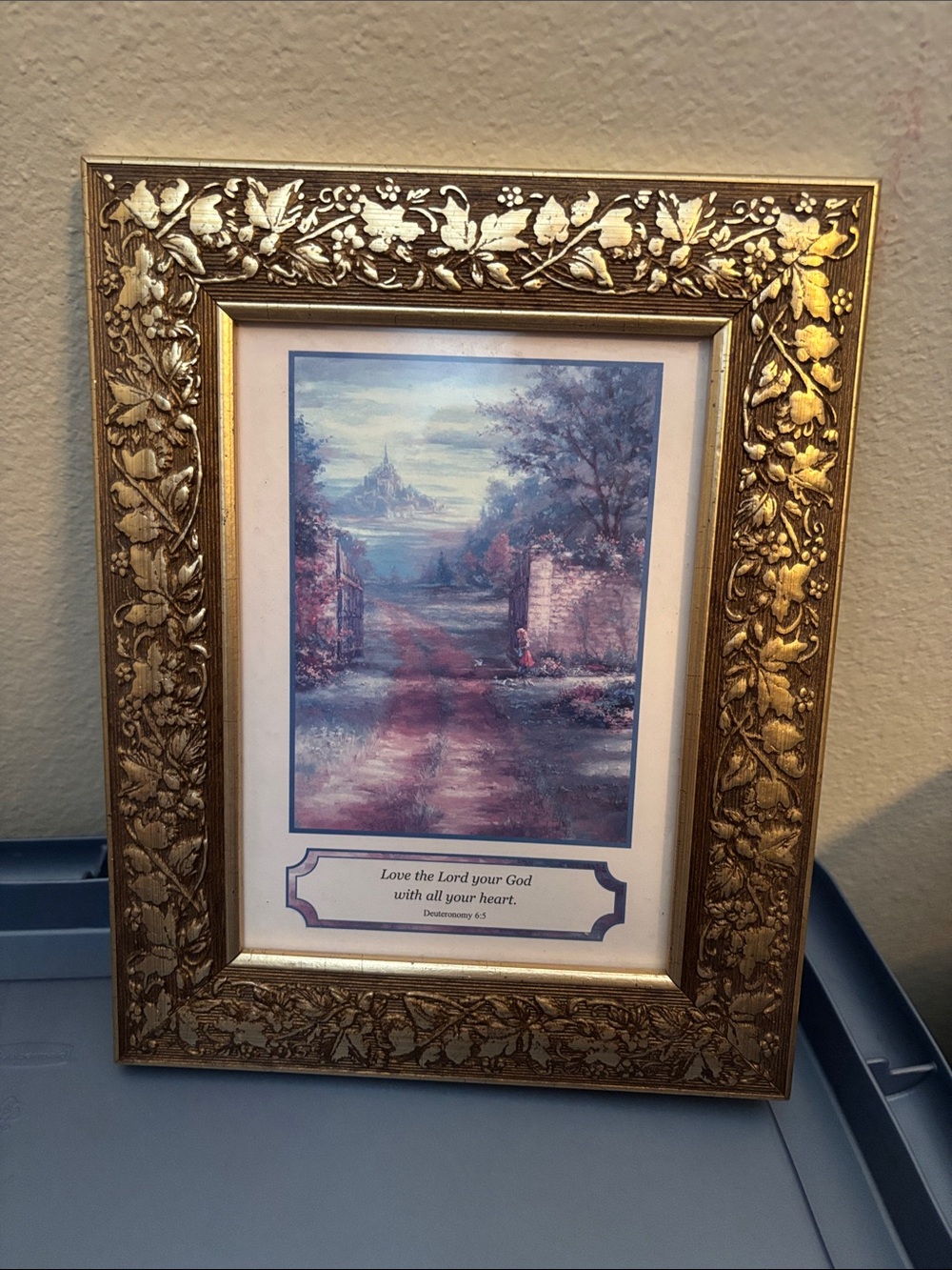 Ornate Gold Leaf Decorative Picture Frame with Religious Print